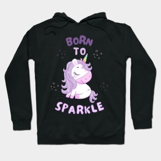 Born To Sparkle Beautiful Unicorn With Stars Hoodie